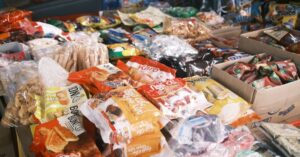 Assorted packaged ultra-processed snacks