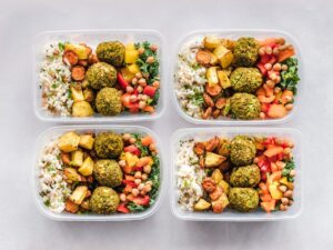 Healthy protein-rich meal with vegetables on a plate